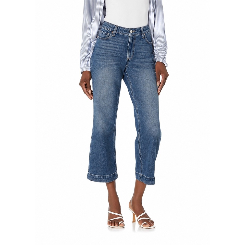 PAIGE Nellie High Rise Wide Leg Culotte Jeans Medium Wash Blue Size 26x24